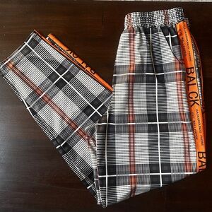 Mens Casual Tapered Plaid Pants